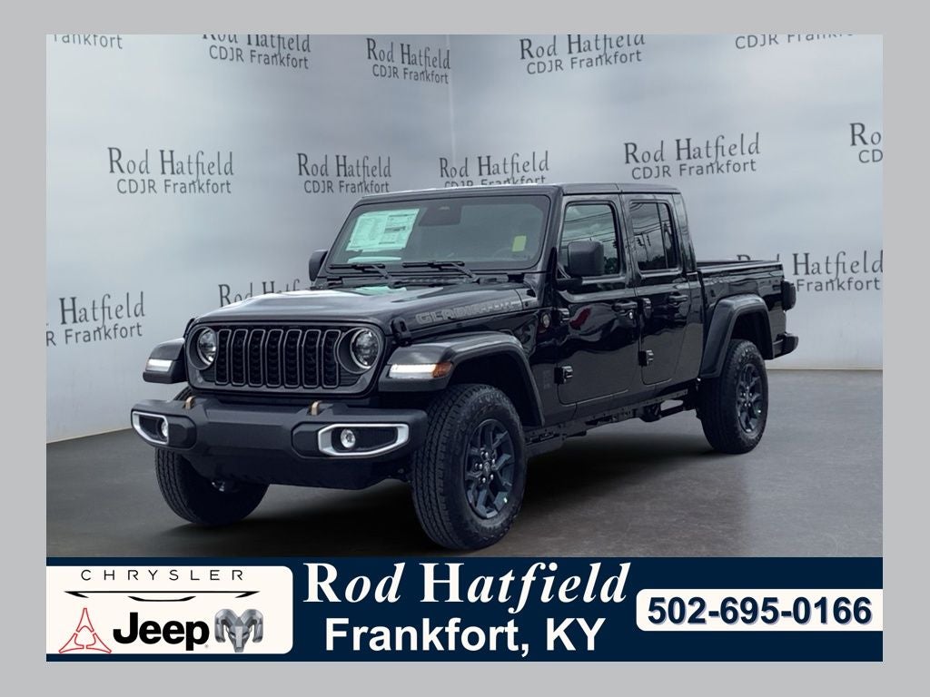 2026 Jeep Gladiator GLADIATOR 85TH ANNIVERSARY EDITION 4X4 in Black Clear-Coat Exterior Paint — front three-quarter view