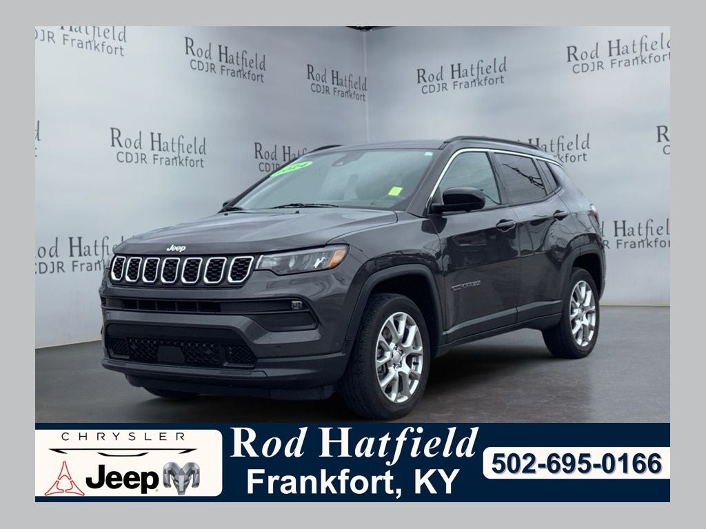 2024 Jeep Compass Latitude Lux FWD in Baltic Gray Metallic Clearcoat — front three-quarter view
