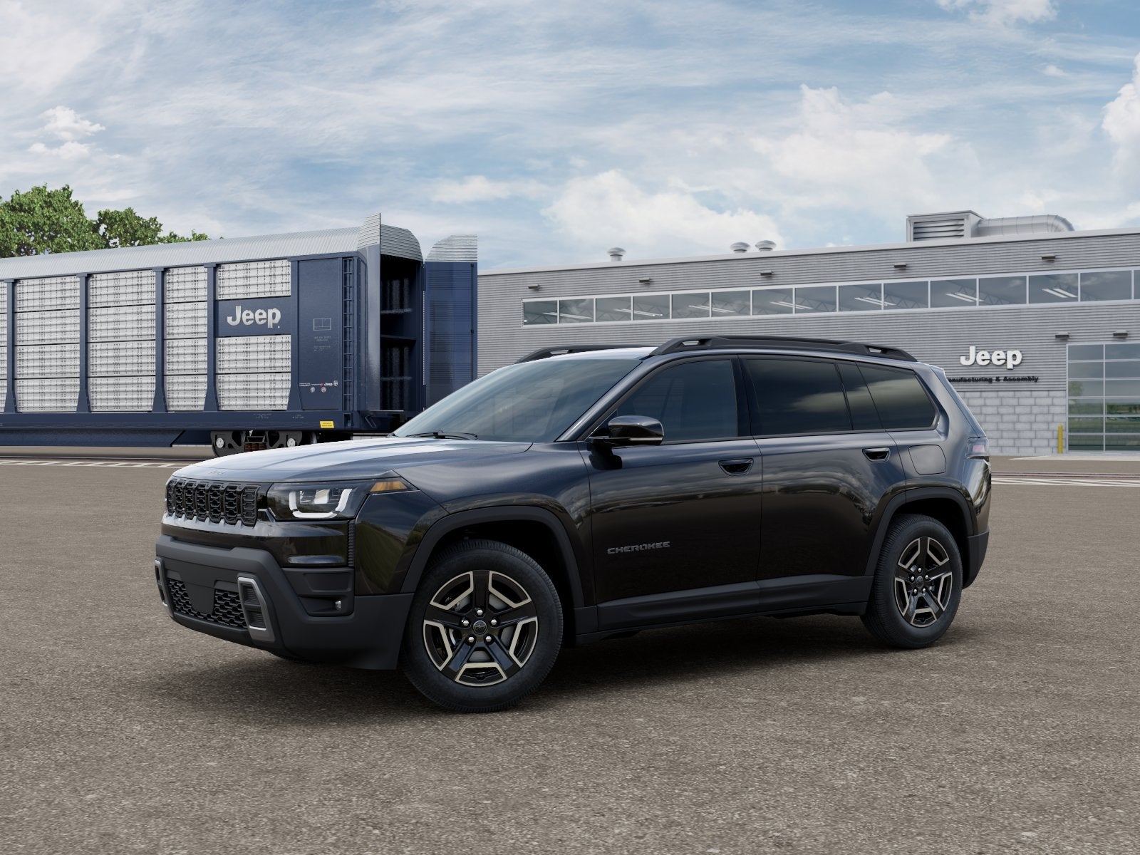 2026 Jeep Cherokee CHEROKEE LIMITED 4X4 in Diamond Black Crystal Pearl-Coat Exterior Paint — front three-quarter view