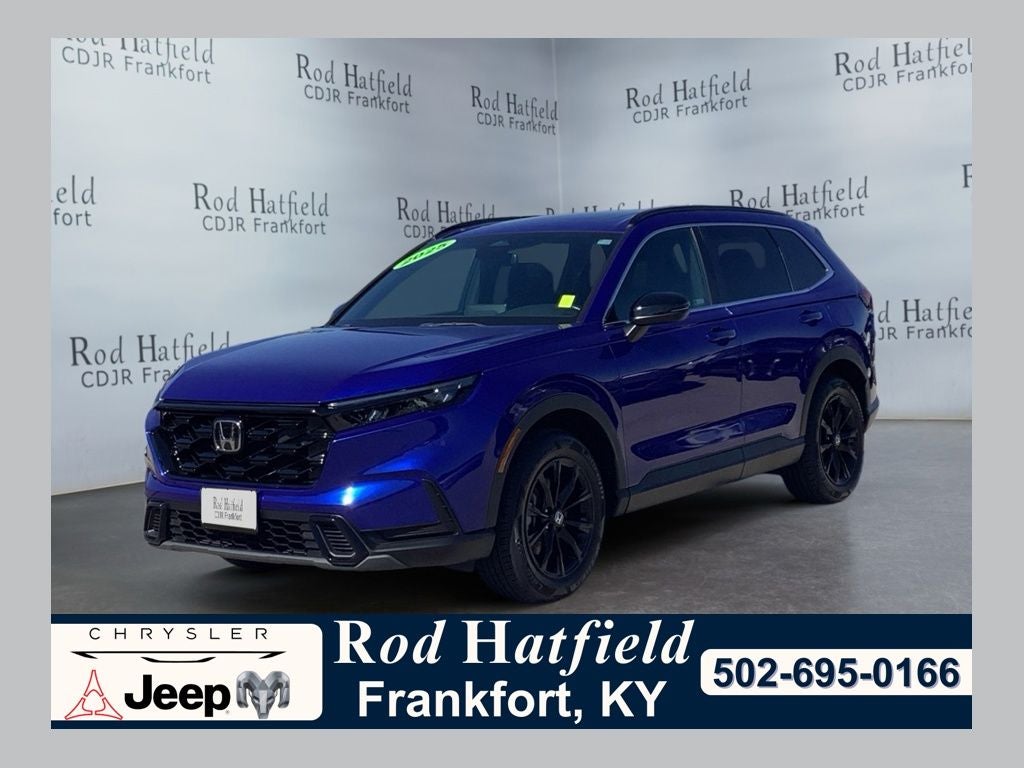 2025 Honda CR-V Hybrid Sport in Blue — front three-quarter view