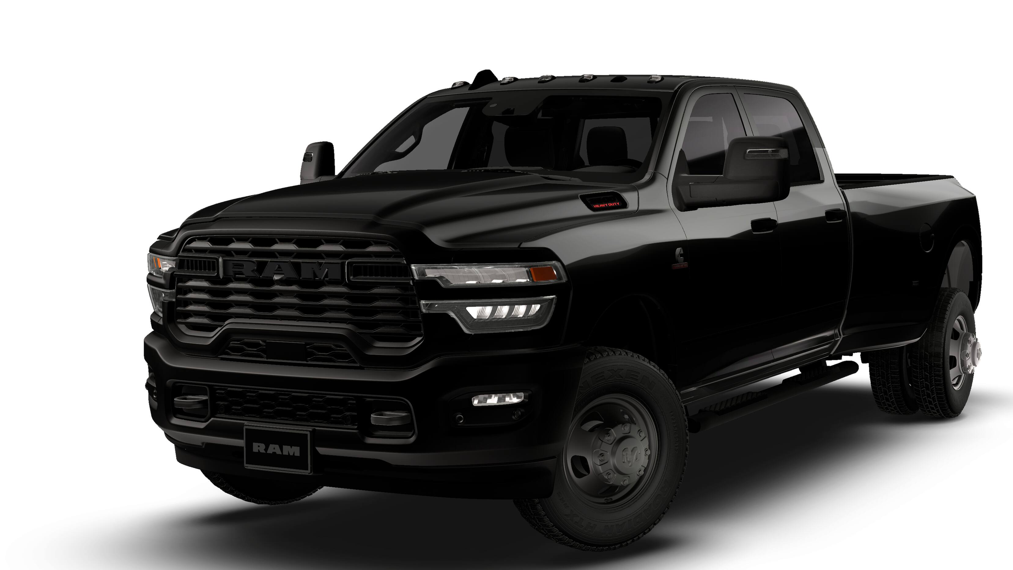 2026 RAM Ram 3500 RAM 3500 TRADESMAN CREW CAB 4X4 8' BOX in Diamond Black Crystal Pearl-Coat Exterior Paint — front three-quarter view